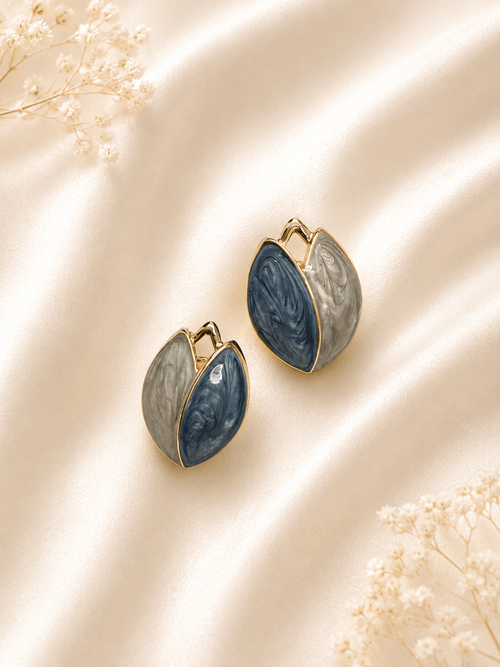 Blue Marble Tulip Clip-On Earrings - violinas