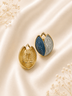 Blue Marble Tulip Clip-On Earrings - violinas
