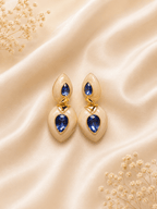 Ivory & Blue Crystal Teardrop Dangle Earrings - violinas