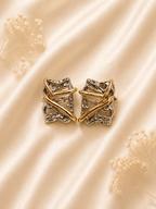 Silver & Gold Abstract Square Stud Earrings - violinas