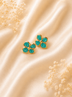 Turquoise Flower Enamel Stud Earrings - violinas