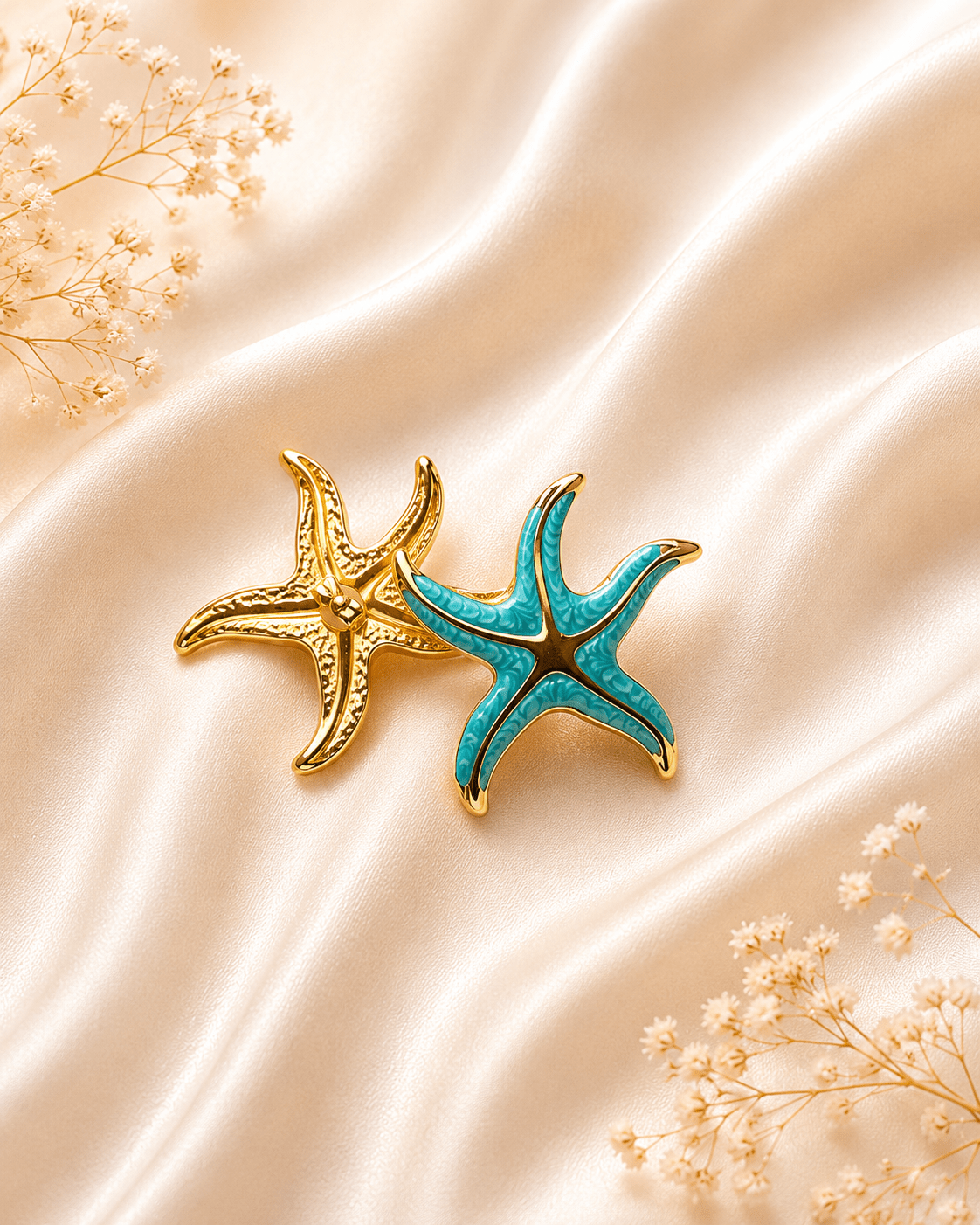 Turquoise Starfish Enamel Stud Earrings - violinas