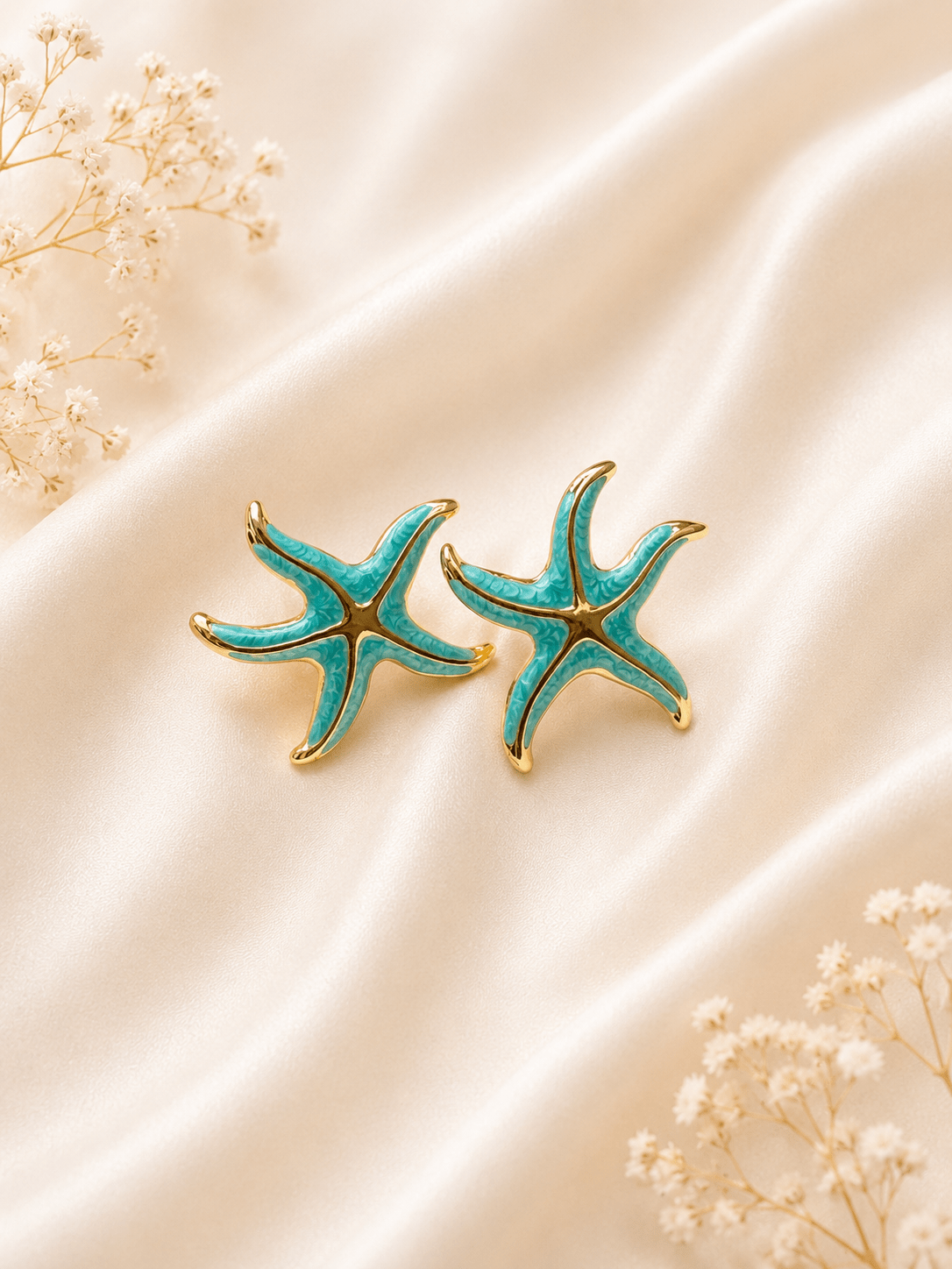 Turquoise Starfish Enamel Stud Earrings - violinas